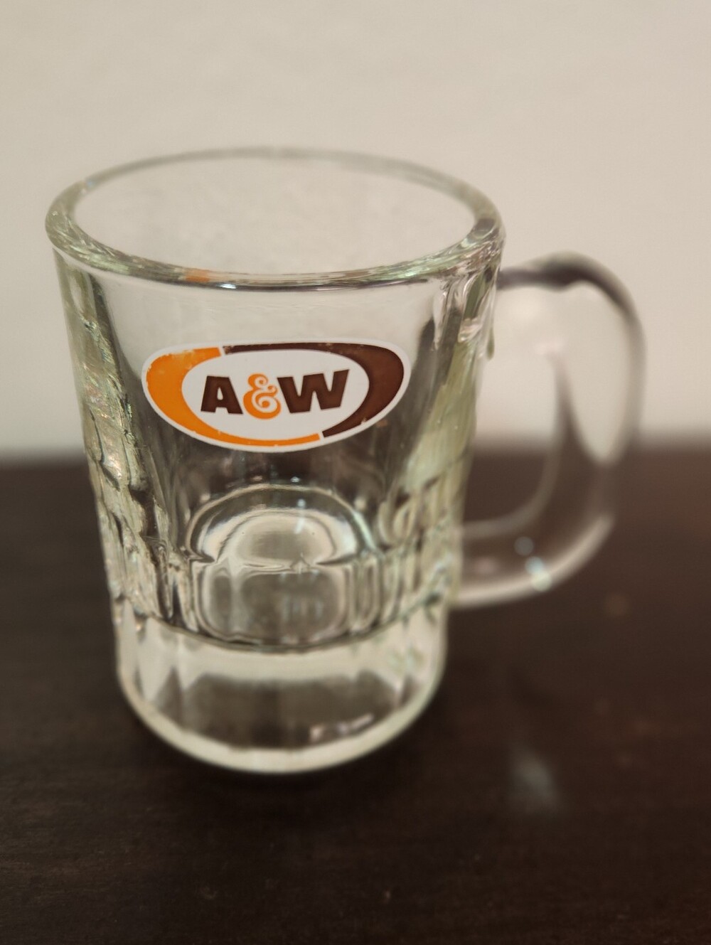 Vintage A&W Root BeerBranded Clear Glass Baby Mug